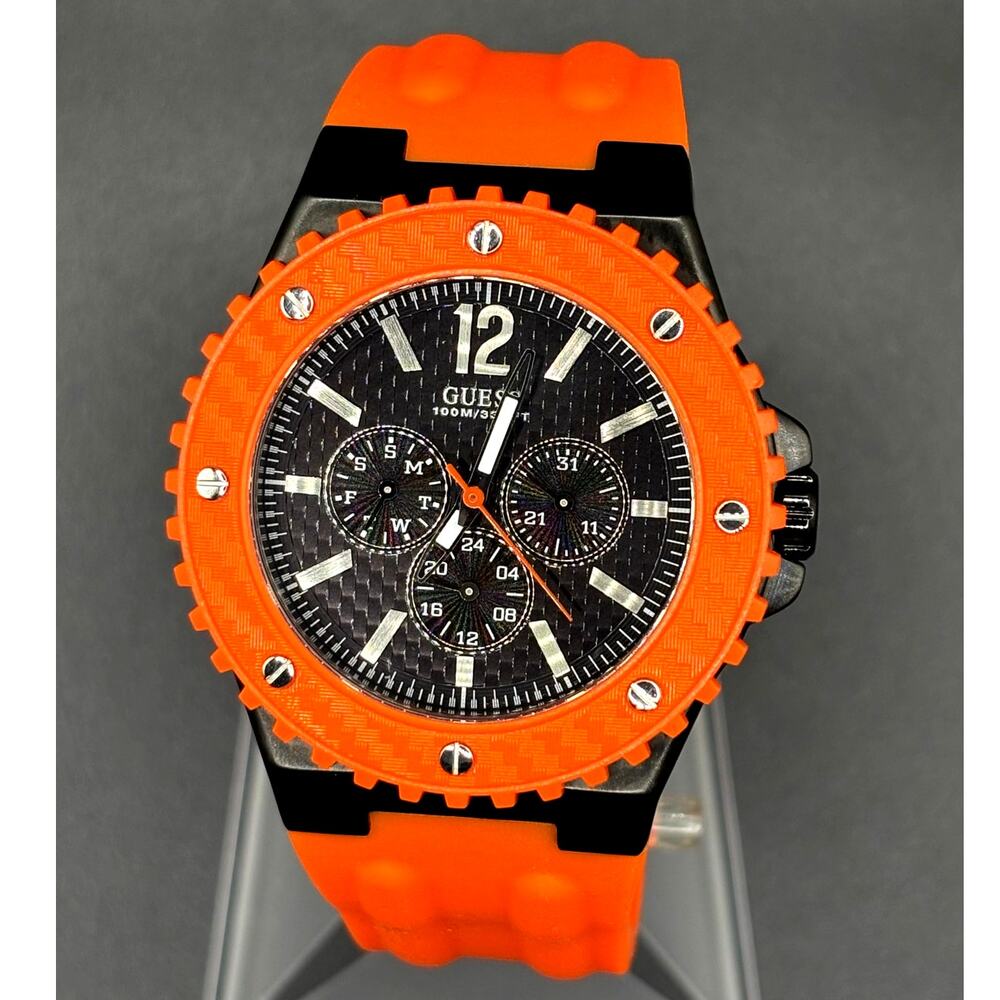 Guess Overdrive W11619G4 Orange 45mm Multifunction Men’s Watch 100M